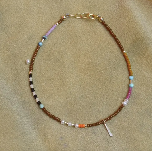 Dainty Seed Bead Bracelet in Brown
