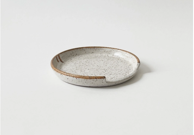 Handmade Ceramic Spoon Rest, Speckled