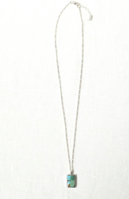 Turquoise Mosaic Token Necklace in Sterling Silver