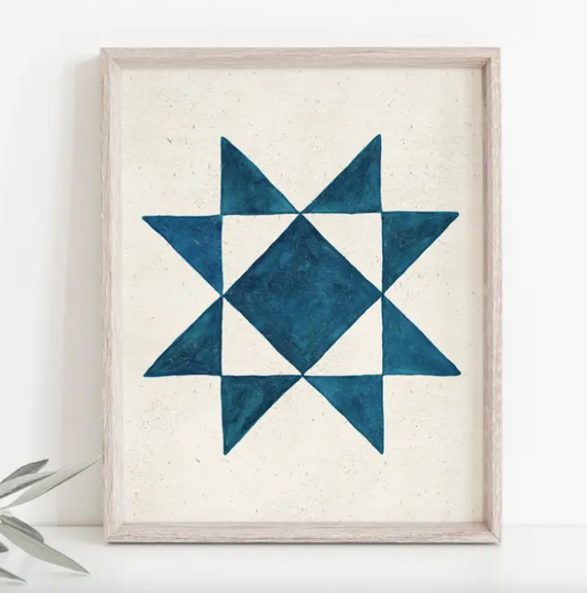 Watercolor Quilt Block Wall Art Print