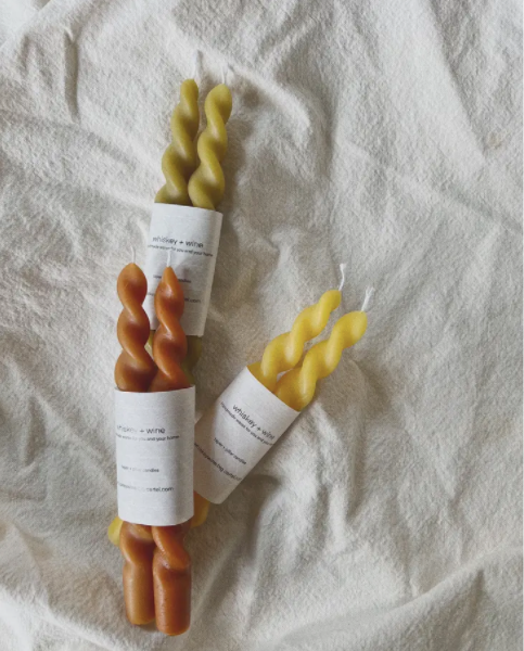 Beeswax Taper Candle Set, Spiral