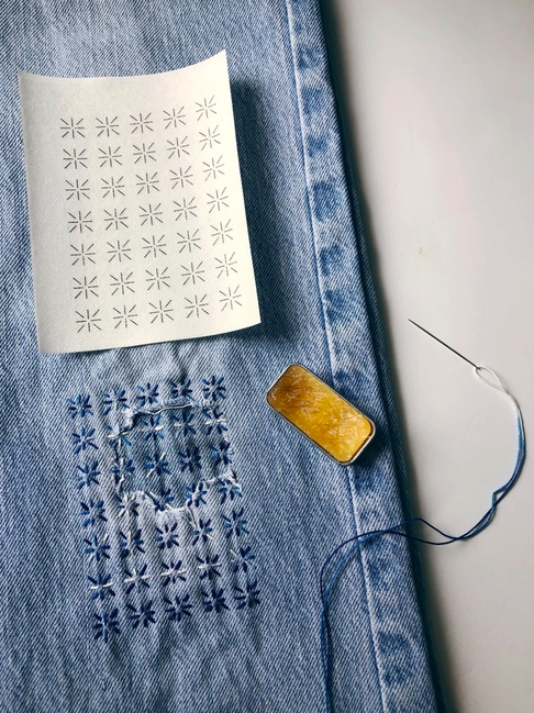 Washable Mending Patterns #1Blue