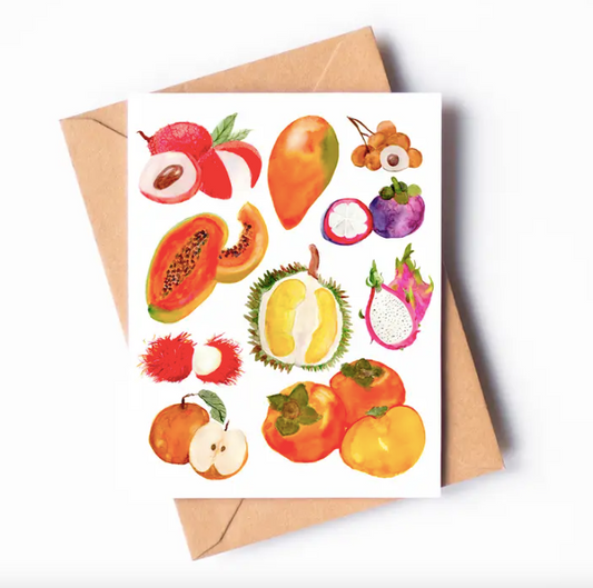 Asian Fruit Watercolor Greeting Card