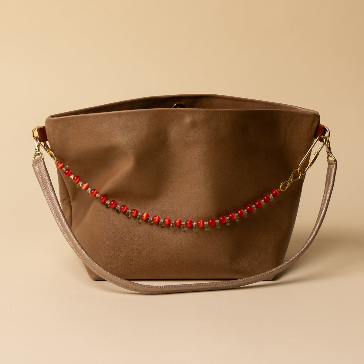Party Bucket Bag in Brown Sugar Leather