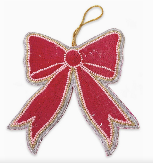 Red Bow Beaded Ornament