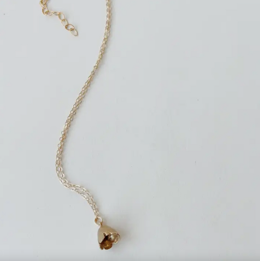 Bell Flower Charm Necklace in Bronze