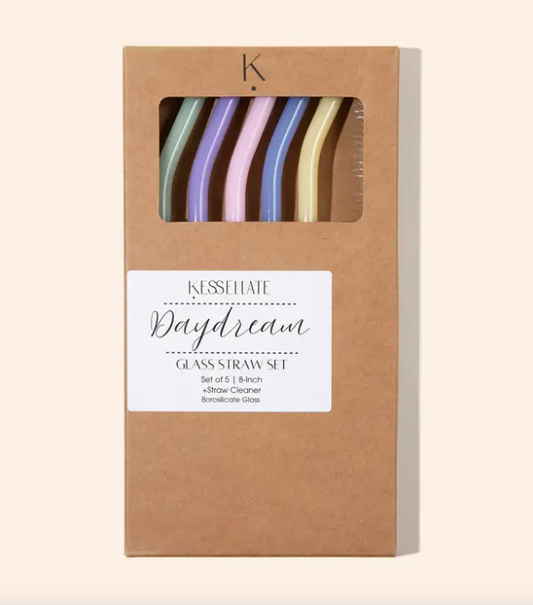 Bent Glass Straw Set in Daydream