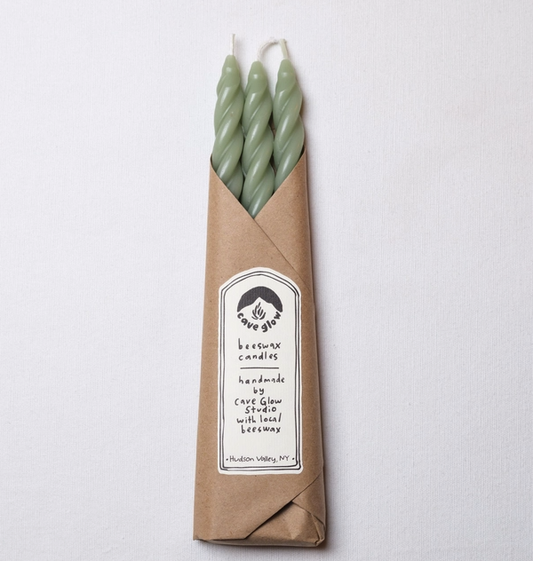 Beeswax Spiral Taper Set, Sage