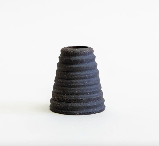 Ceramic Taper Candle Holder in Charcoal