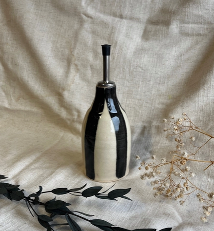 Ceramic Oil Bottle, Black Stripe