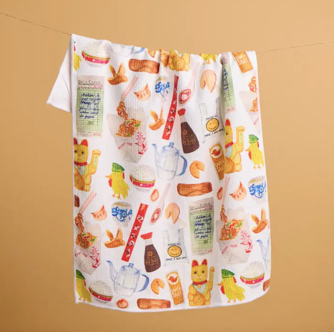 Chinese Takeout Waffle Weave Towel
