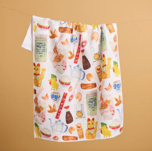 Chinese Takeout Waffle Weave Towel