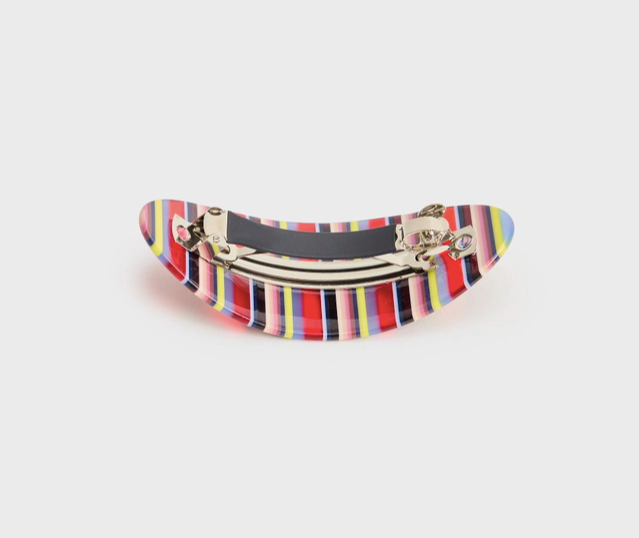 Oval Barrette, Charlotte Stripe