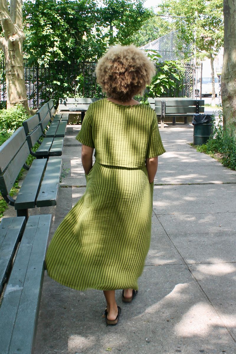 Fawn Skirt in Avocado Stripe