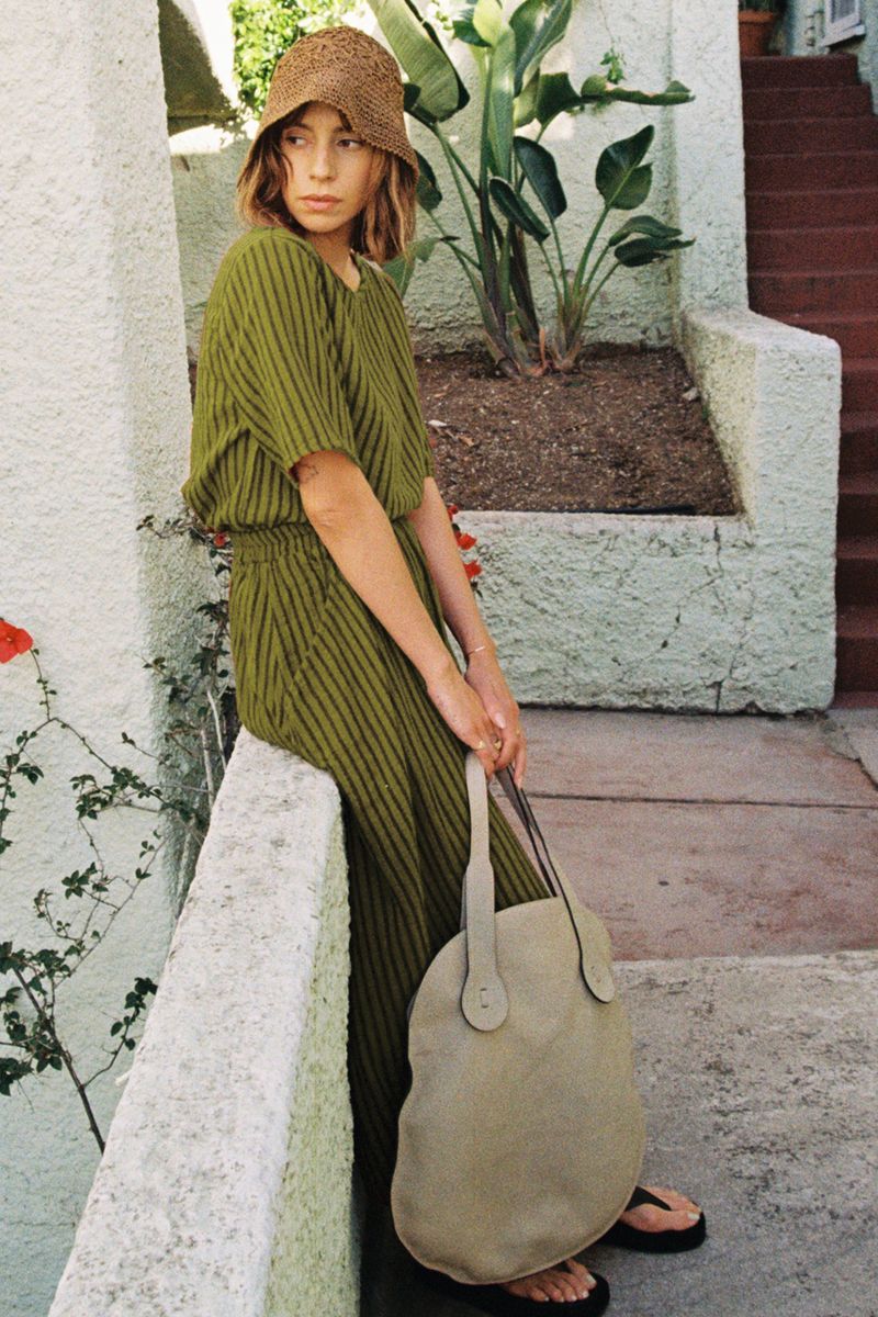 Hannah Tee in Avocado Stripe