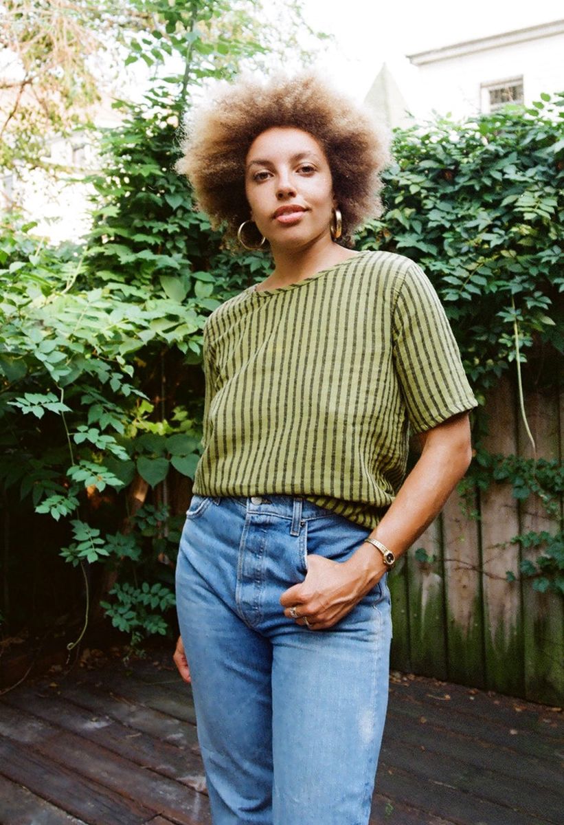 Hannah Tee in Avocado Stripe