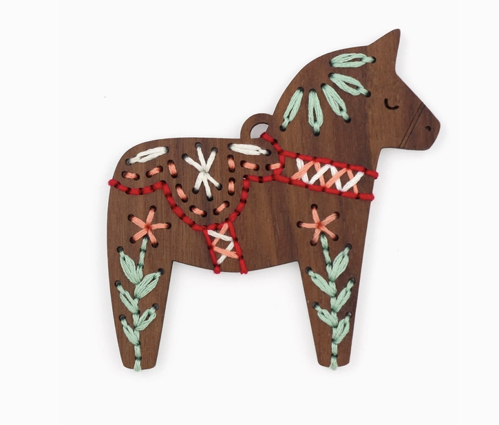 DIY Stitched Ornament Kit, Dala Horse