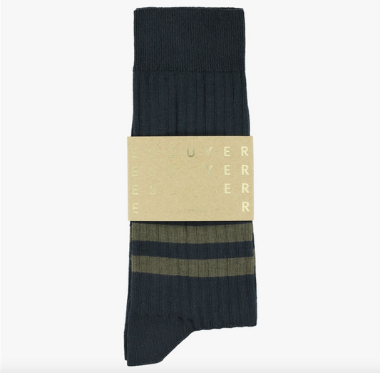 Mens Navy/Olive Striped Socks