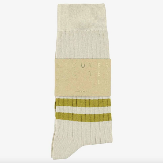 Mens Ecru/Mustard Striped Socks