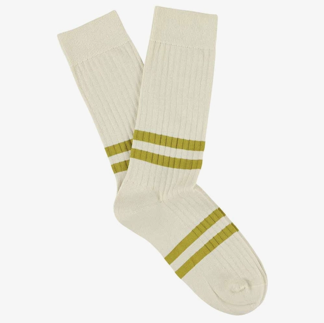Mens Ecru/Mustard Striped Socks