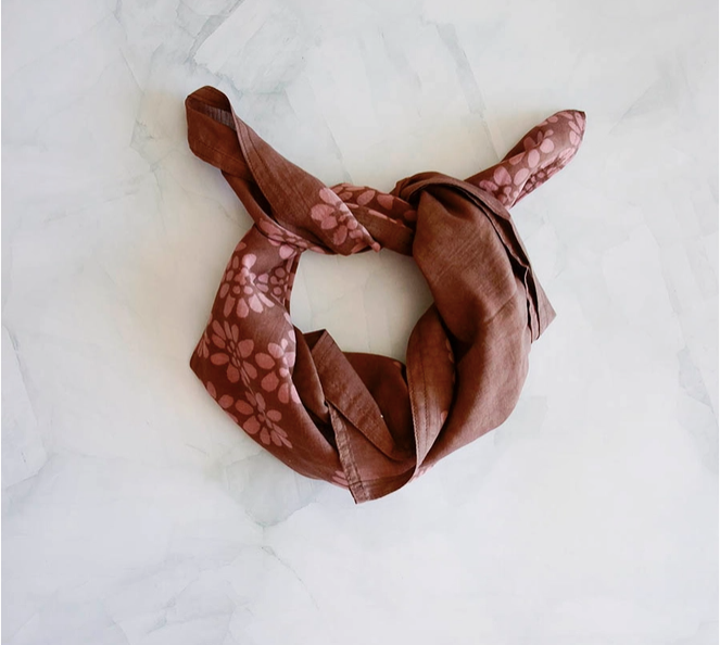 Autumn Floral Block Print Bandana Scarf