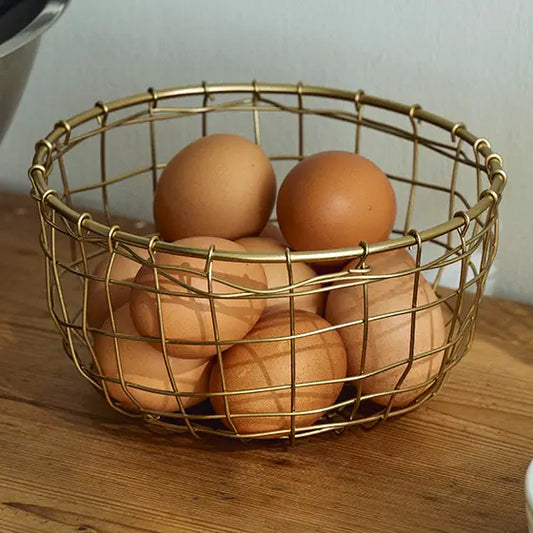 Gold Wire Shallow Basket