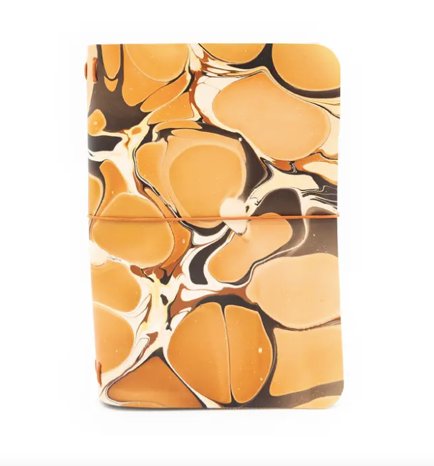 Leather Traveler's Journal in Marbled Golden Girl