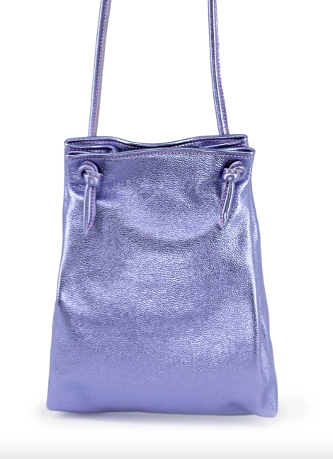 Bikini Bag in Metallic Purple Leather