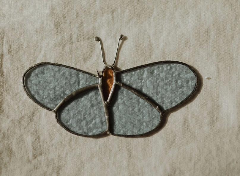 Butterfly Stained Glass in Light Blue