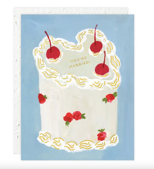 'You're Married' Heart Cake Card