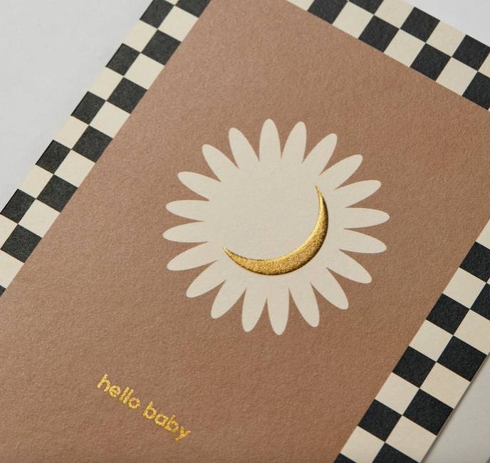 'Hello Baby' Gold Foil Moon Card