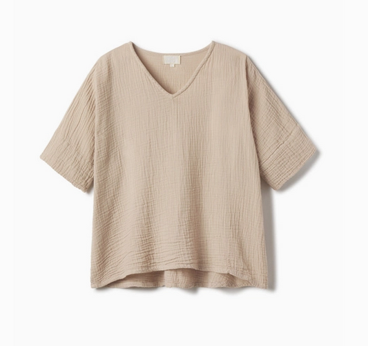 Kennedy Cotton Gauze Top, Ecru