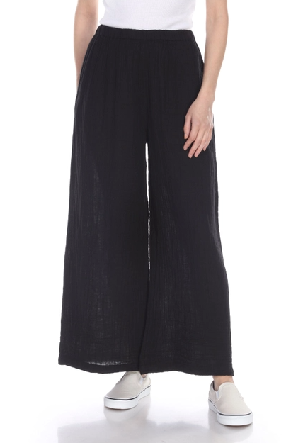 Cotton Gauze Palazzo Pant, Black
