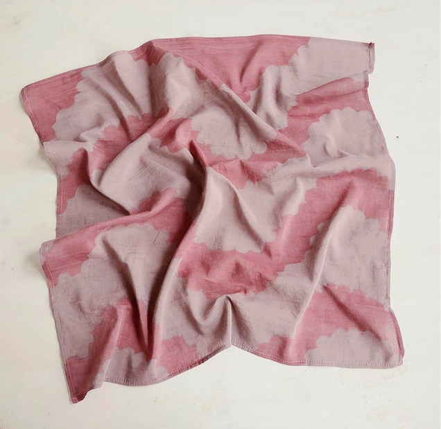 Pink Block Print Wavy Bandana