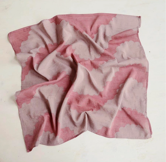 Pink Wavy Block Print Bandana