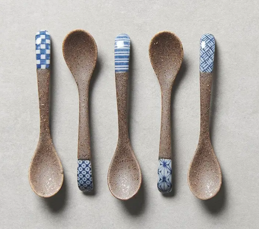 Japanese Bisque Spoons in Indigo Designs