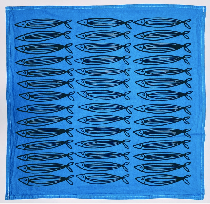 Sardines Tea Towel, Blue
