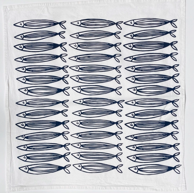Sardines Tea Towel, White