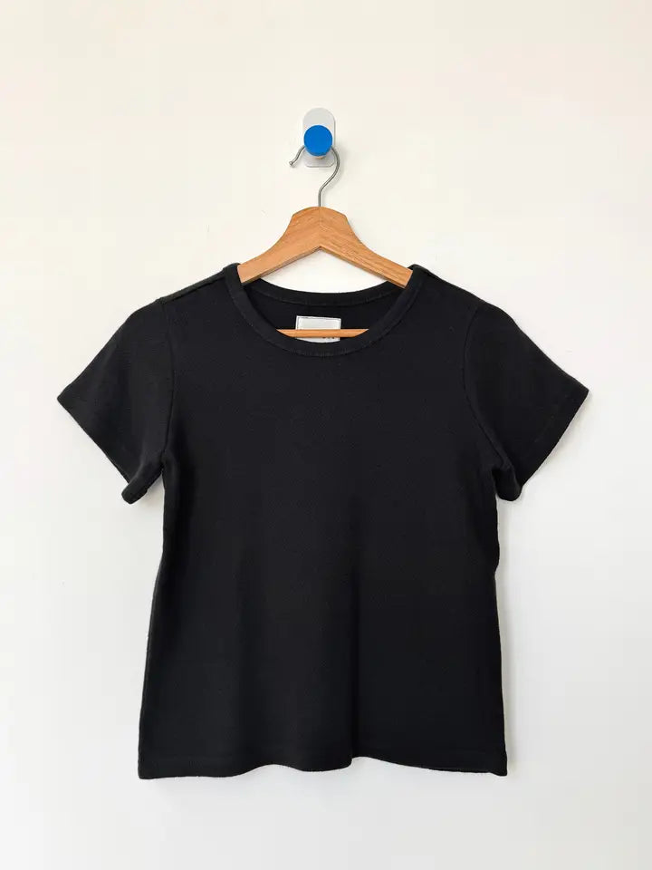 Pointelle Babe Tee in Black