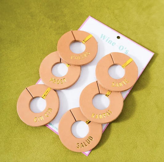 Gold Foil Leather Wine Glass Markers