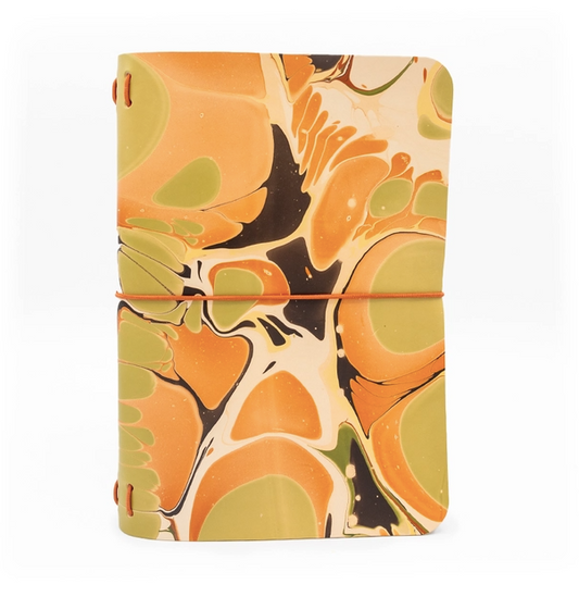 Leather Traveler's Journal in Marbled Olive Grove