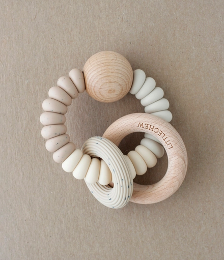 Wood and Silicone Teether, Beige