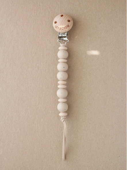 Pacifier Clip, Speckled Vanilla