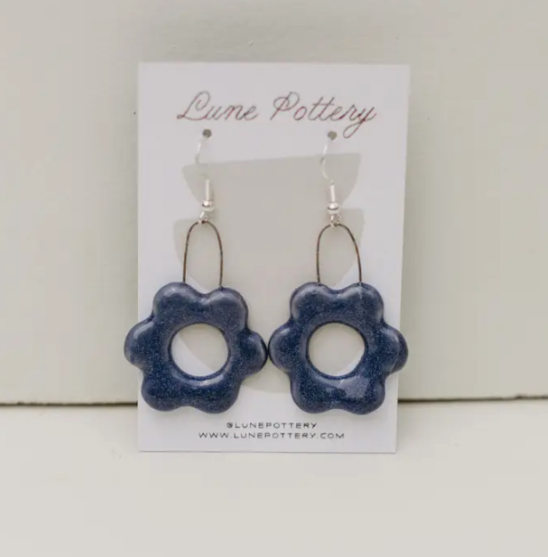Ceramic Blue Flower Earrings