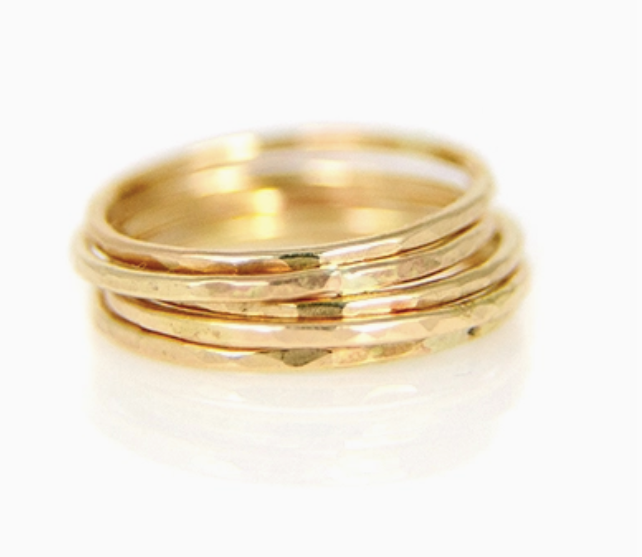 Gold Hammered Stacking Ring