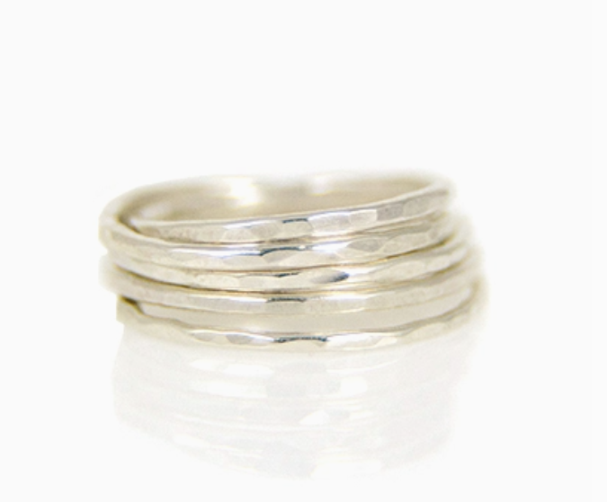 Sterling Silver Hammered Stacking Ring