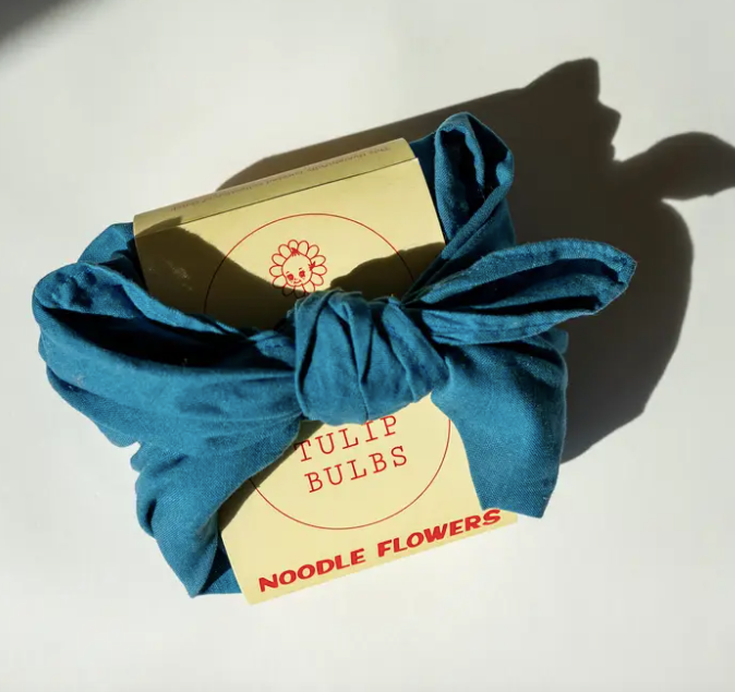 Gardener Gift Set- Indigo Dyed Bandana & Tulip Bulbs