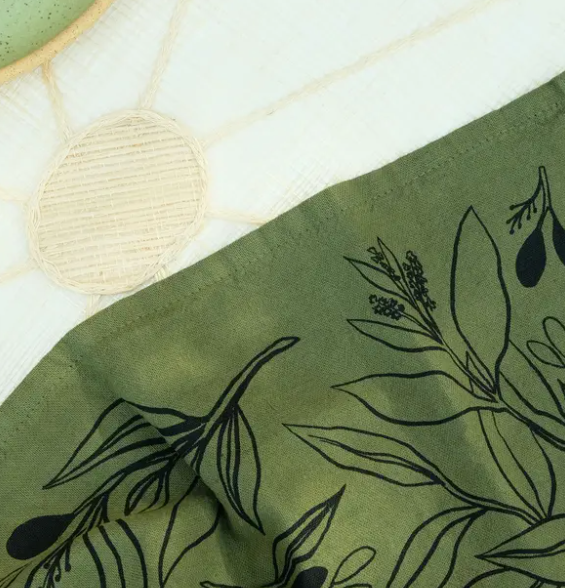 Olives Linen Tea Towel