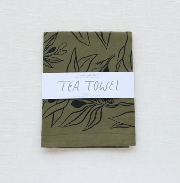 Olives Linen Tea Towel