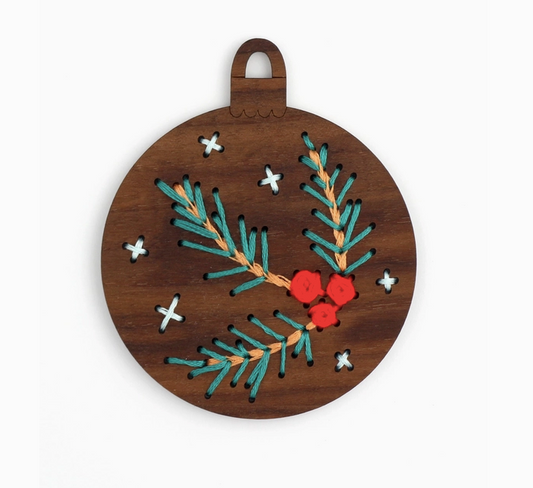 DIY Stitched Ornament Kit, Pine Branch